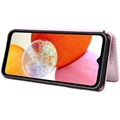 Samsung Galaxy A14 Flip Cover - Karbonfiber - Rødguld