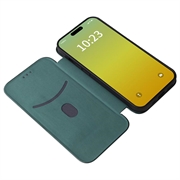 iPhone 15 Flip Cover - Karbonfiber - Grøn