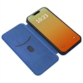 iPhone 15 Pro Max Flip Cover - Karbonfiber - Blå