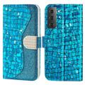 Croco Bling Series Samsung Galaxy S23 5G Coverpung - Blå