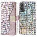 Croco Bling Series Samsung Galaxy S23 5G Coverpung - Rødguld