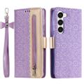 Lace Pattern Samsung Galaxy S23+ 5G Etui med Pung - Lilla