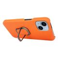 iPhone 14 Læder Belagt Cover med Ring Holder - Orange