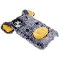 Fluffy Plush iPhone 14 Plus Hybrid Cover - Grå Gris