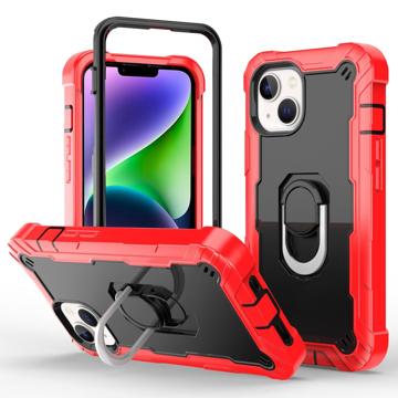 3-i-1 Stødtæt iPhone 14 Plus Hybrid Cover - Rød / Sort