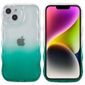 Wavy Edge Gradient iPhone 14 Plus TPU Cover - Army Grøn