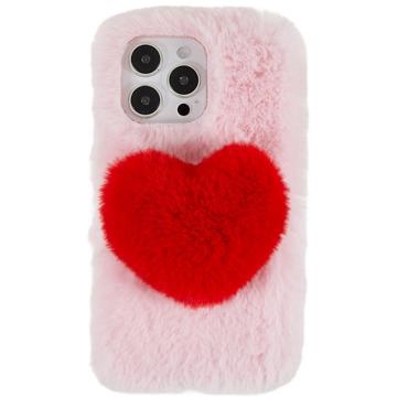 Plush Heart iPhone 14 Pro TPU Cover - Pink