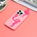 3D Cartoon iPhone 14 Pro TPU Cover - Flamingo