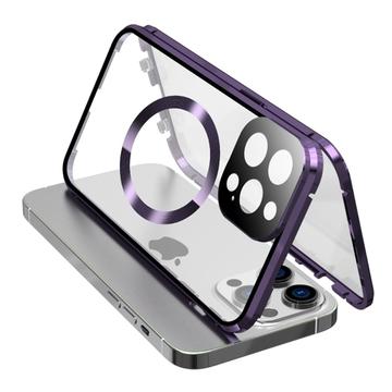 iPhone 15 Pro Max - cover i dobbeltsidet HD-hærdet glas, kompatibelt med MagSafe - lilla