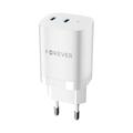 Forever TC-05-35CC 35W GaN-vægoplader - 2xUSB-C, Power Delivery, Quick Charge - Hvid