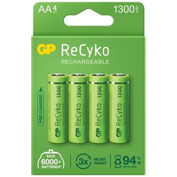 GP ReCyko 1300 Genopladelige AA-batterier 1300mAh - 4 stk.