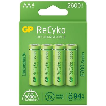 GP ReCyko 2700 Genopladelige AA-batterier 2600mAh - 4 stk.