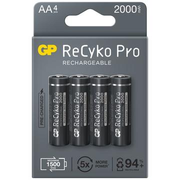 GP ReCyko Pro genopladelige AA-batterier 2000mAh - 4 stk.