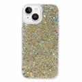 iPhone 15 Plus Glitter Flakes TPU Cover - Guld
