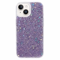 iPhone 15 Plus Glitter Flakes TPU Cover - Lilla