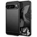 Google Pixel 9 Pro XL Børstet TPU Cover - Karbonfiber - Sort