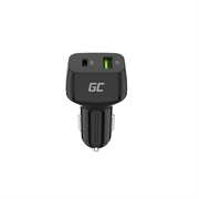 Green Cell 48W biloplader med USB-C Power Delivery og USB-A Quick Charge 3.0 - hurtig opladning til smartphones og tablets