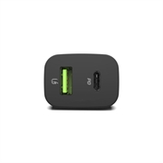 Green Cell 48W biloplader med USB-C Power Delivery og USB-A Quick Charge 3.0 - hurtig opladning til smartphones og tablets