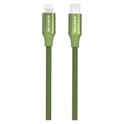 GreyLime 18W Flettet USB-C / Lightning Kabel - MFi-Certificeret - 1m - Grøn