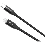 GreyLime 18W Flettet USB-C / Lightning Kabel - MFi-Certificeret - 2m - Sort