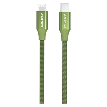 GreyLime 18W Flettet USB-C / Lightning Kabel - MFi-Certificeret - 2m - Grøn