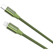 GreyLime 18W Flettet USB-C / Lightning Kabel - MFi-Certificeret - 2m - Grøn