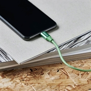 GreyLime 18W Flettet USB-C / Lightning Kabel - MFi-Certificeret - 2m - Grøn