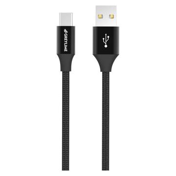 GreyLime Flettet USB-A / USB-C Kabel - 1m - Sort