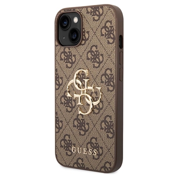 Guess 4G Big Metal Logo iPhone 14 Hybrid Cover - Brun