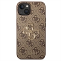 Guess 4G Big Metal Logo iPhone 14 Hybrid Cover - Brun