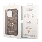 iPhone 15 Pro Guess 4G Big Metal Logo Hybrid Cover - Brun