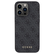 iPhone 15 Pro Guess 4G Metal Gold Logo Hybrid Cover - Grå