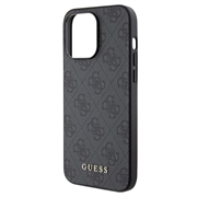 iPhone 15 Pro Guess 4G Metal Gold Logo Hybrid Cover - Grå