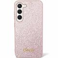 Samsung Galaxy S24 Guess Glitter Flakes Metal Logo Hybrid Cover - Pink