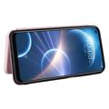 HTC Desire 22 Pro Pung Cover- Kulfiber - Rødguld