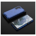 Honeycomb Armored Samsung Galaxy S21 FE 5G Hybrid Cover - Blå