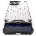 Honeycomb Armored iPhone 14 Pro Hybrid Cover - Gennemsigtig