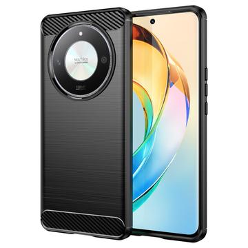 Honor Magic6 Lite Børstet TPU Cover - Karbonfiber - Sort