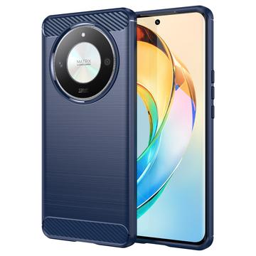 Honor Magic6 Lite Børstet TPU Cover - Karbonfiber - Blå