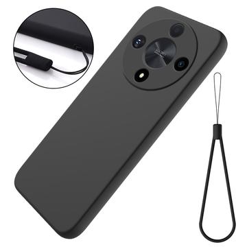 Honor Magic6 Lite Liquid Silikone Cover med Strop - Sort