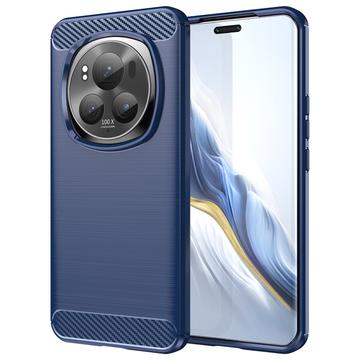 Honor Magic6 Pro Børstet TPU Cover - Karbonfiber - Blå