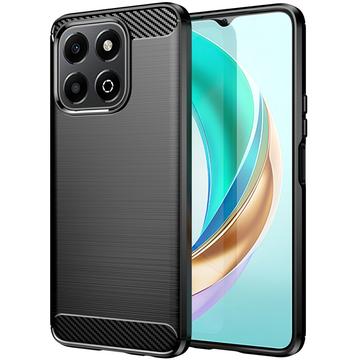 Honor X6b Børstet TPU Cover - Karbonfiber - Sort