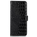 Honor X6b Crocodile Series Læderpung med RFID - Sort