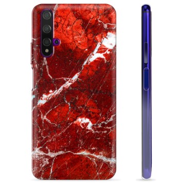 Huawei Nova 5T TPU Cover - Rød Marmor