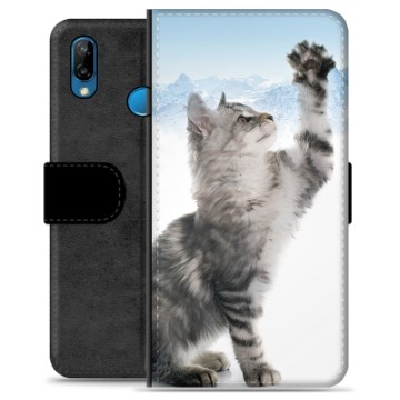 Huawei P20 Lite Premium Flip Cover med Pung - Kat