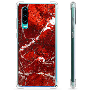 Huawei P30 Hybrid Cover - Rød Marmor