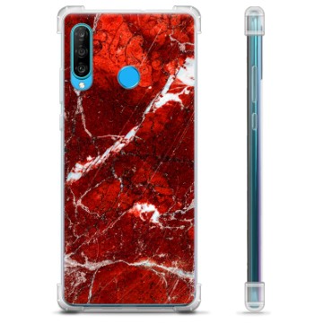 Huawei P30 Lite Hybrid Cover - Rød Marmor