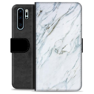 Huawei P30 Pro Premium Flip Cover med Pung - Marmor