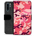 Huawei P30 Pro Premium Flip Cover med Pung - Pink Camouflage