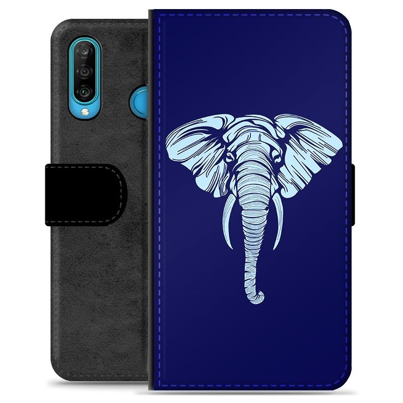 Huawei P30 Lite Premium Flip Cover med Pung Elefant